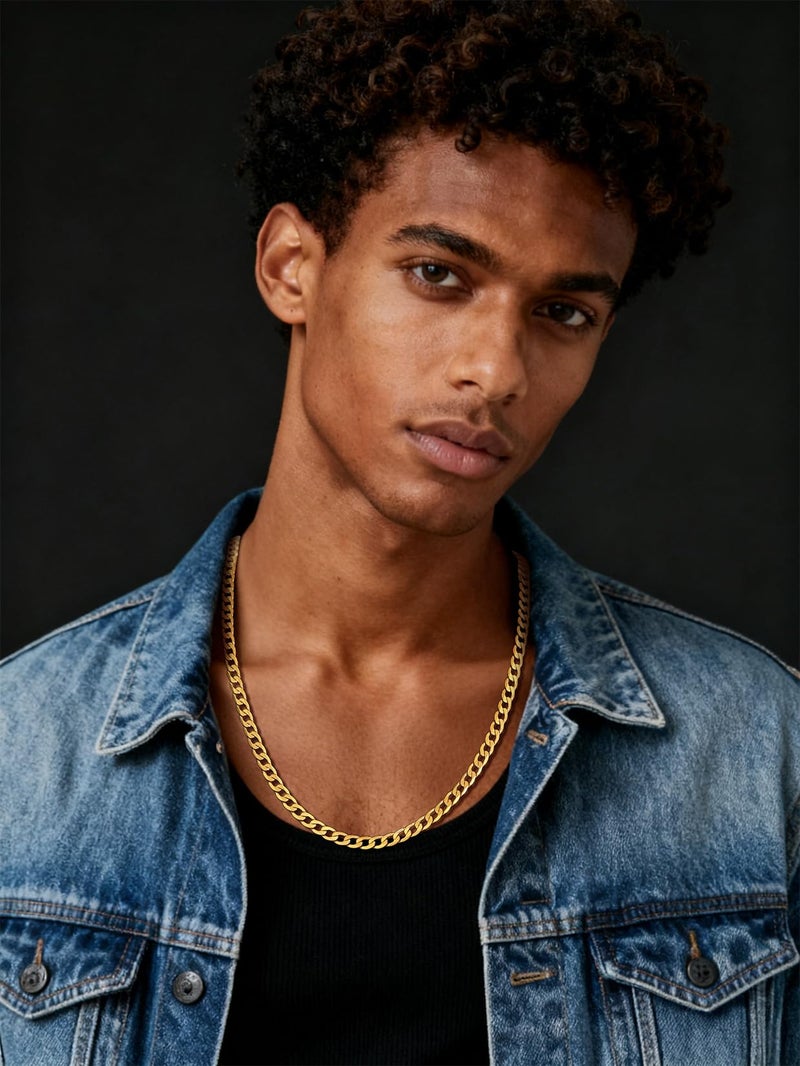 ChainsPro Gold Plated Chains Hiphop Necklaces Metal Stainless Steel Jewelry 22 inch Choker Golden - Image 2